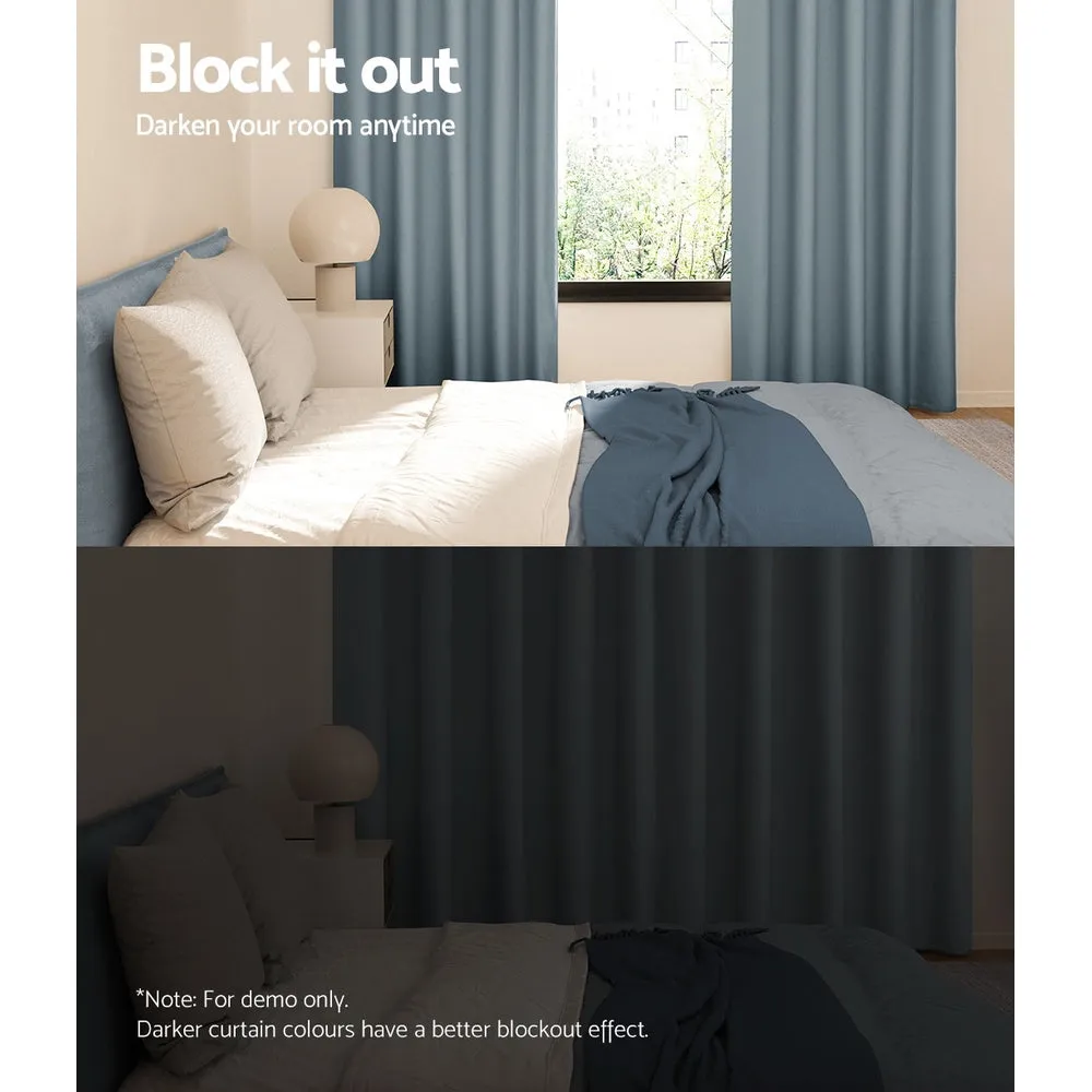 2X Grey Blockout Thermal Curtains, Noise Reduction - Artiss