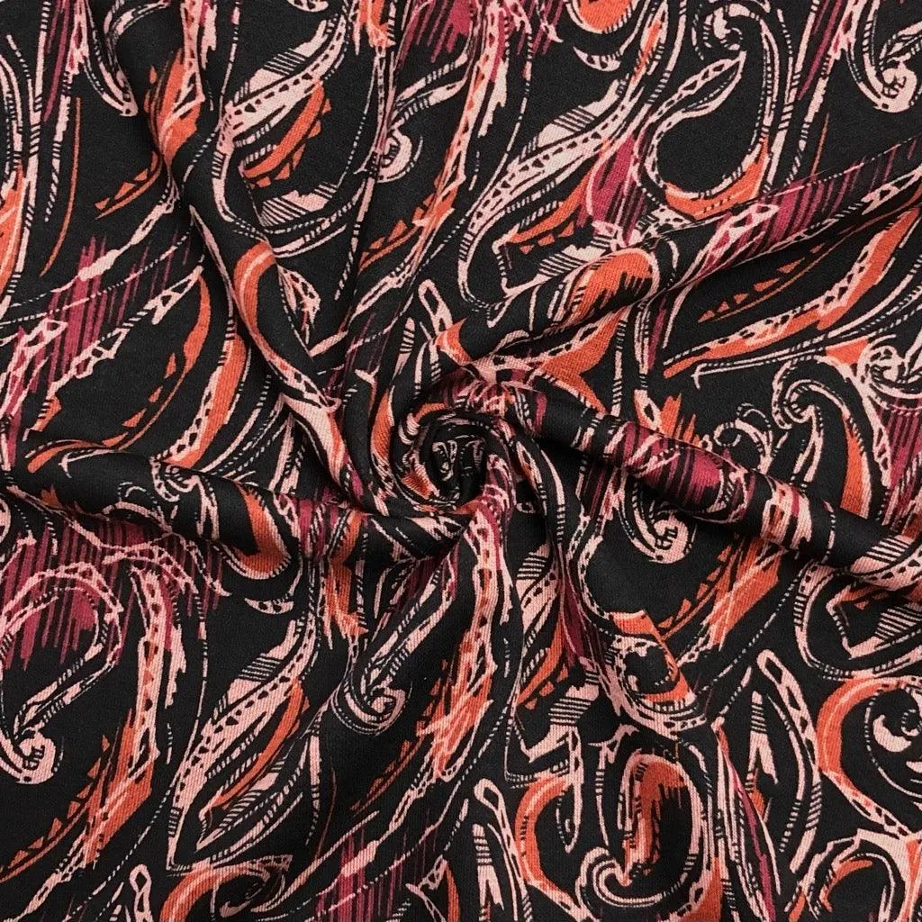 Abstract Paisley Ponte Roma Fabric