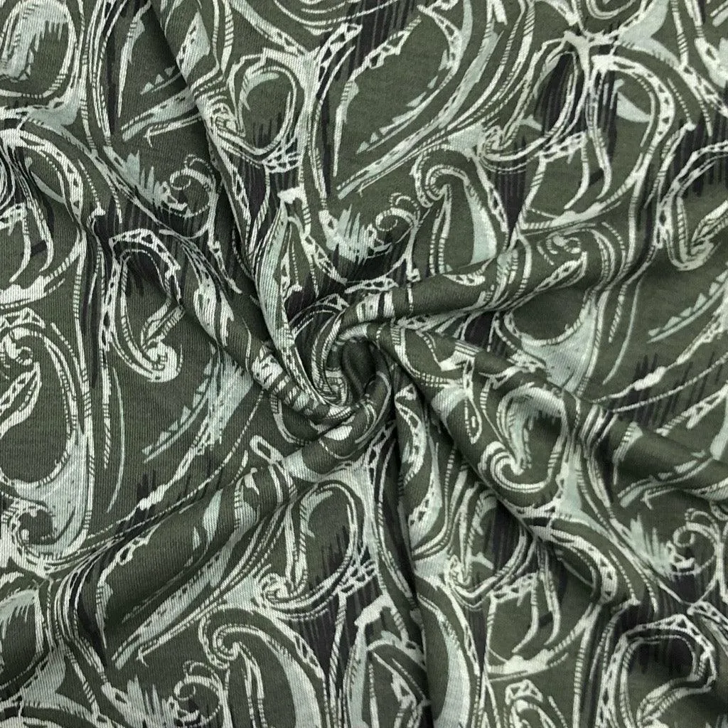 Abstract Paisley Ponte Roma Fabric