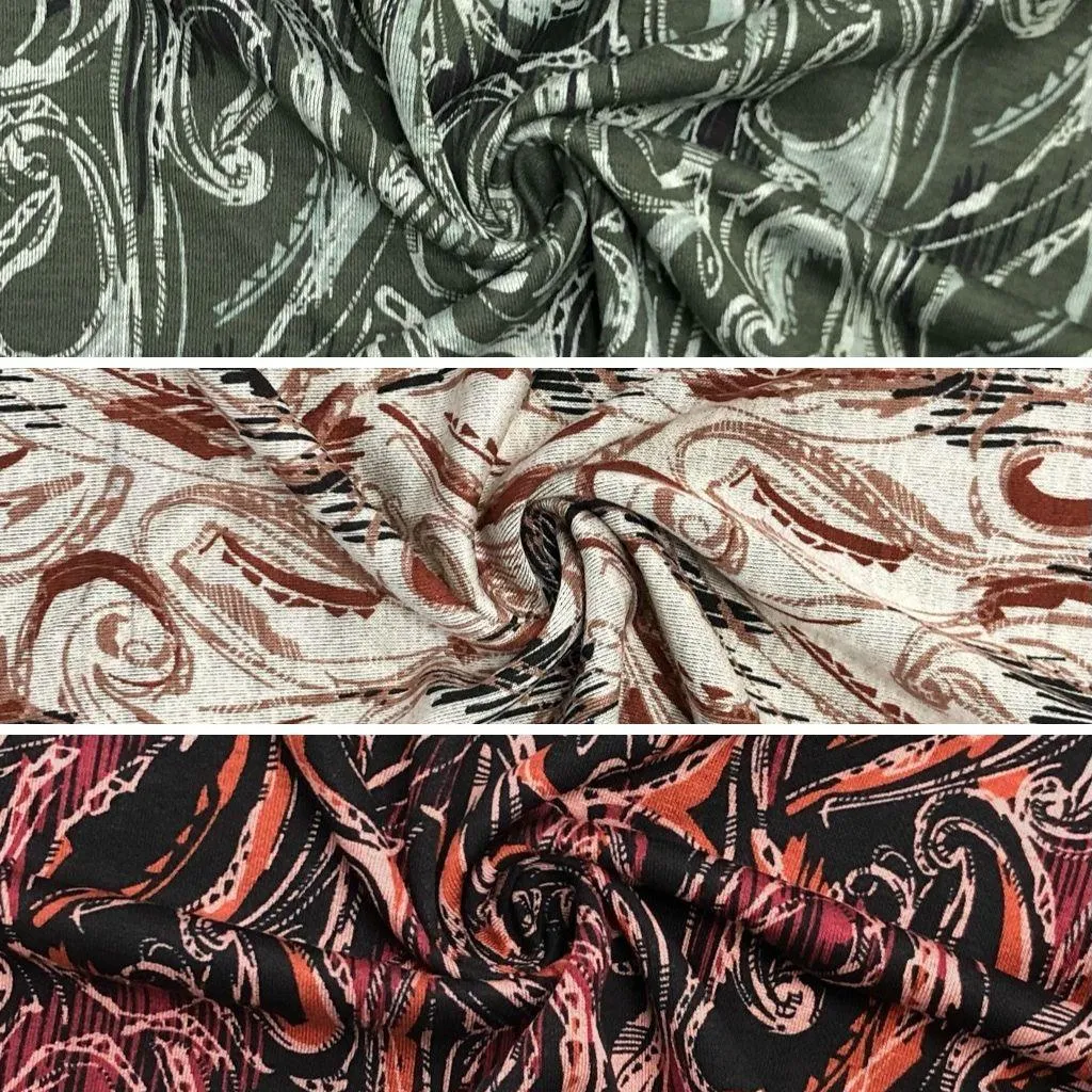 Abstract Paisley Ponte Roma Fabric