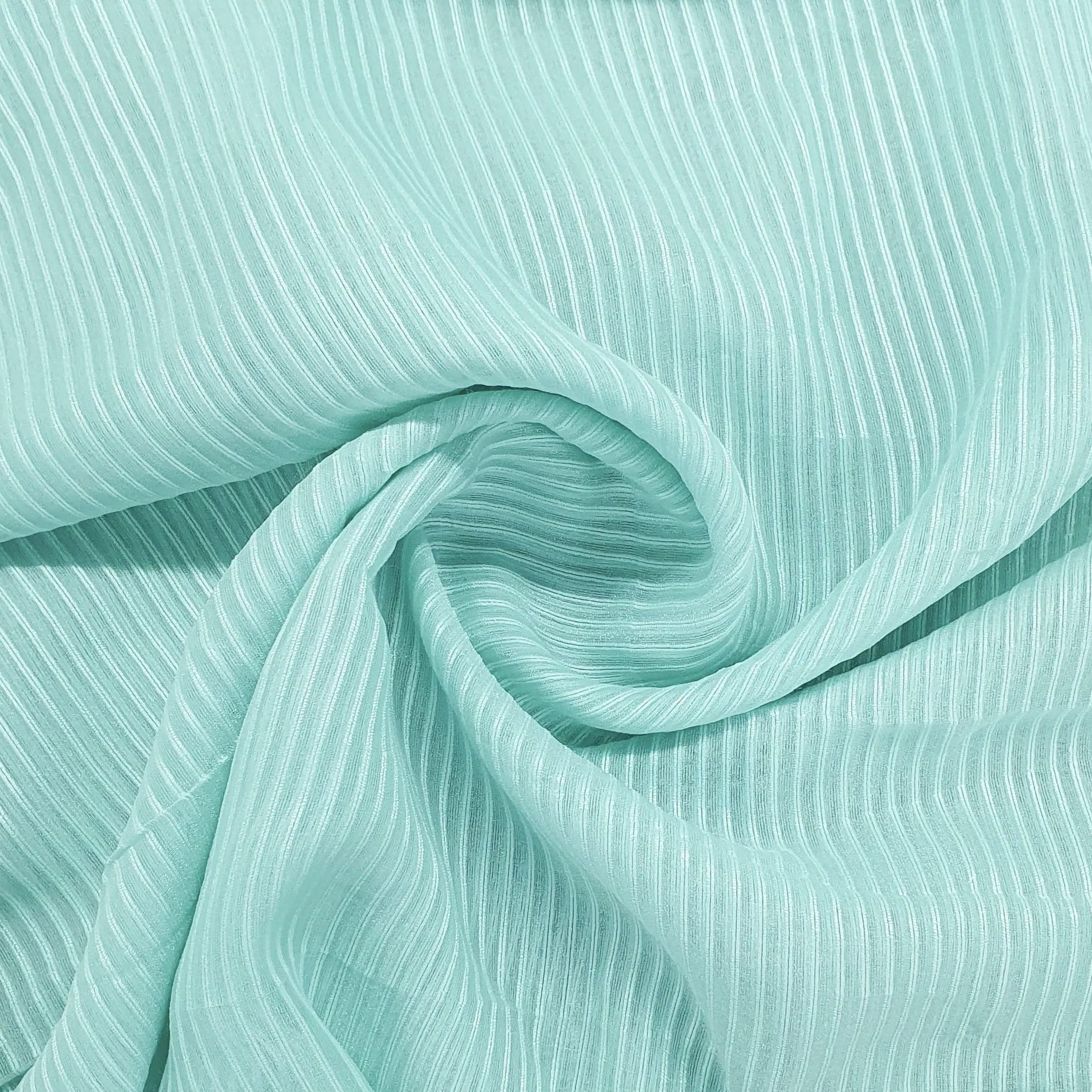 Aqua Blue Stripe Semi Orgenza Fabric