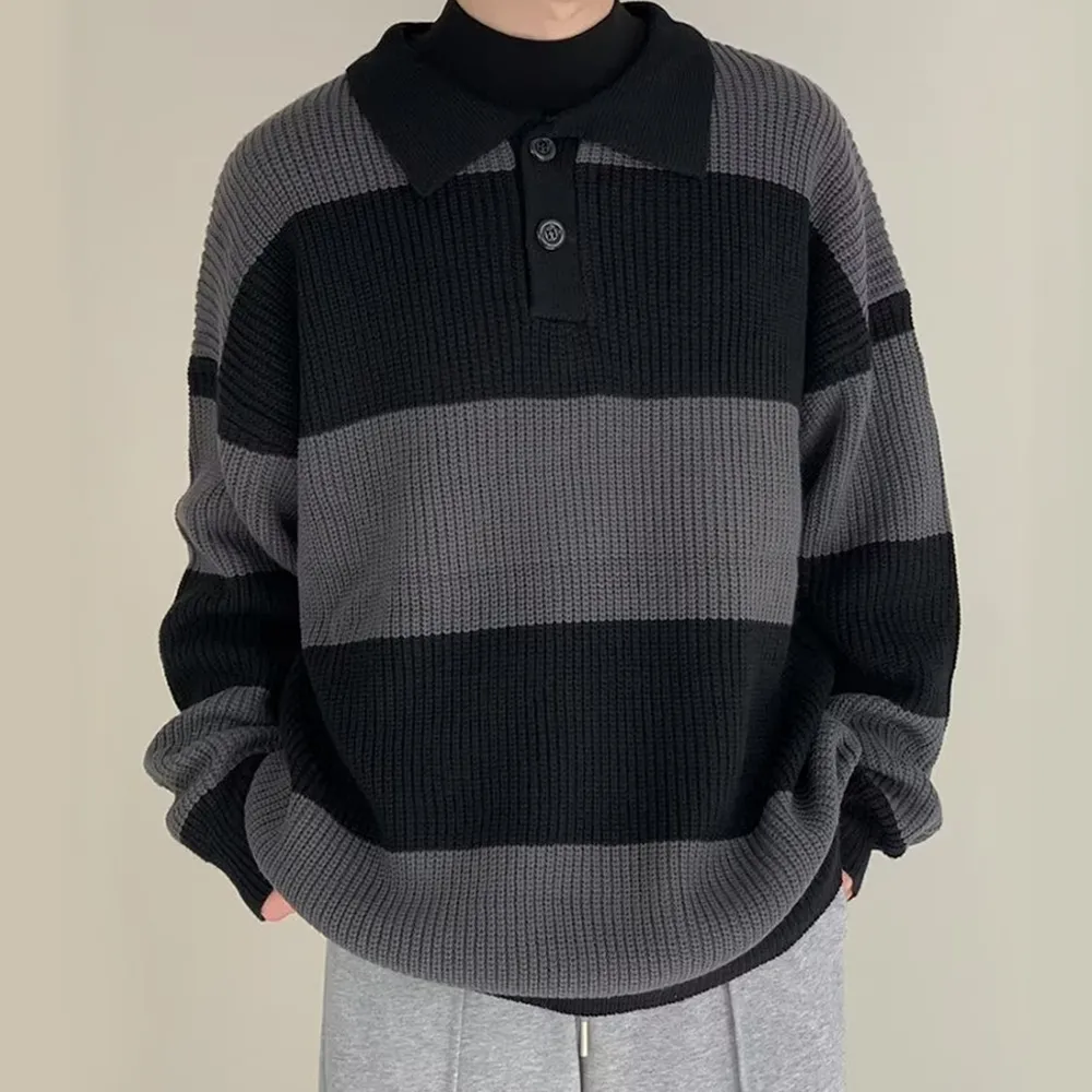Artistic Loose Polo Sweater