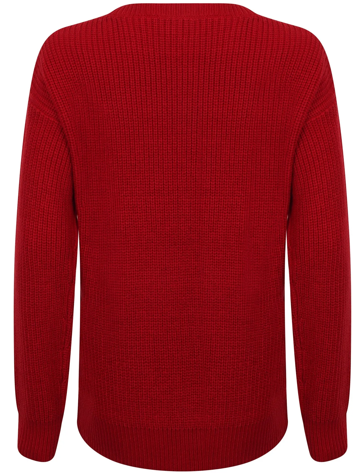 Belle Pointelle Fisherman Knit Jumper in Crimson - Tokyo Laundry