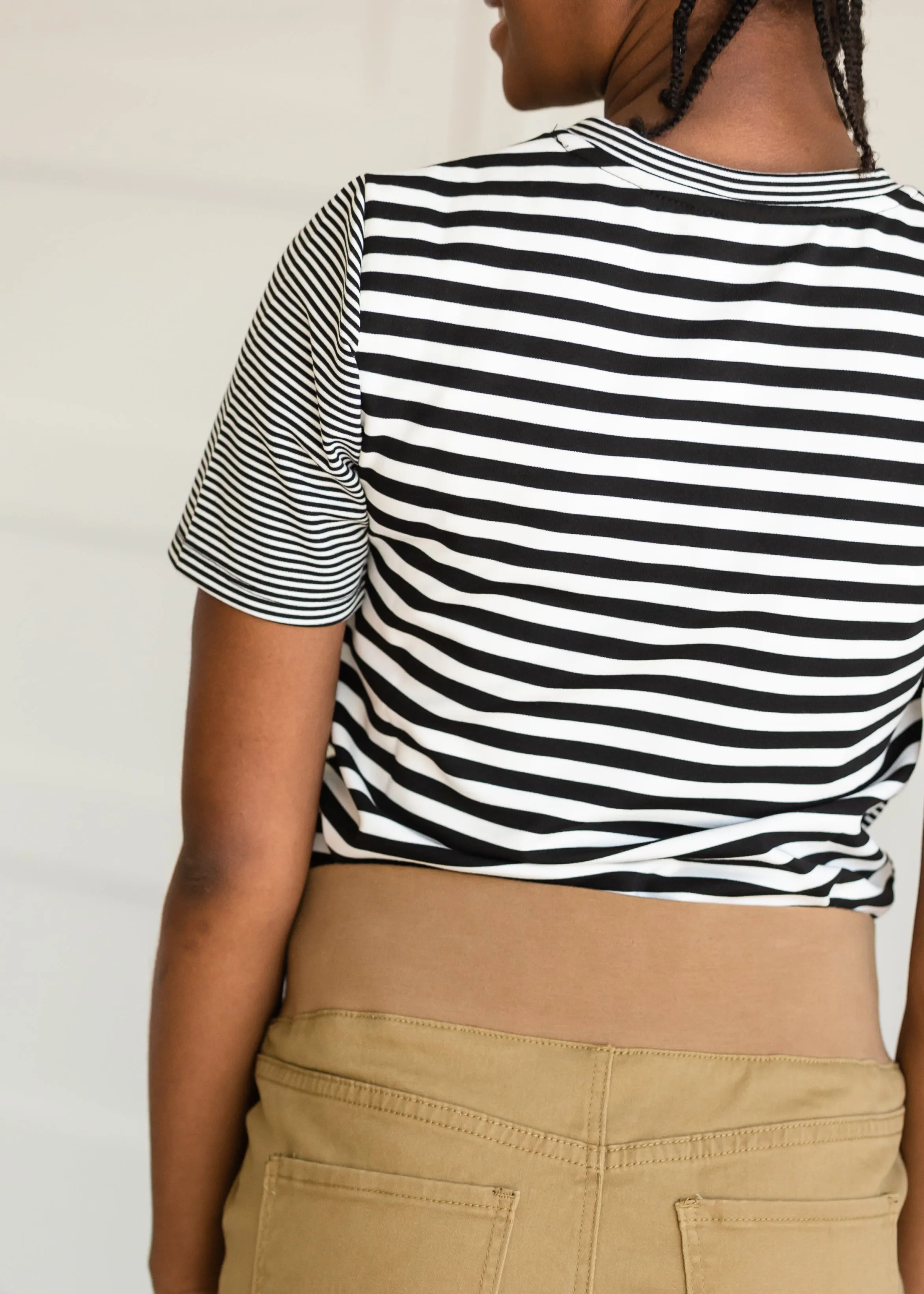 Black and White Mixed Striped Tee Shirt - FINAL SALE