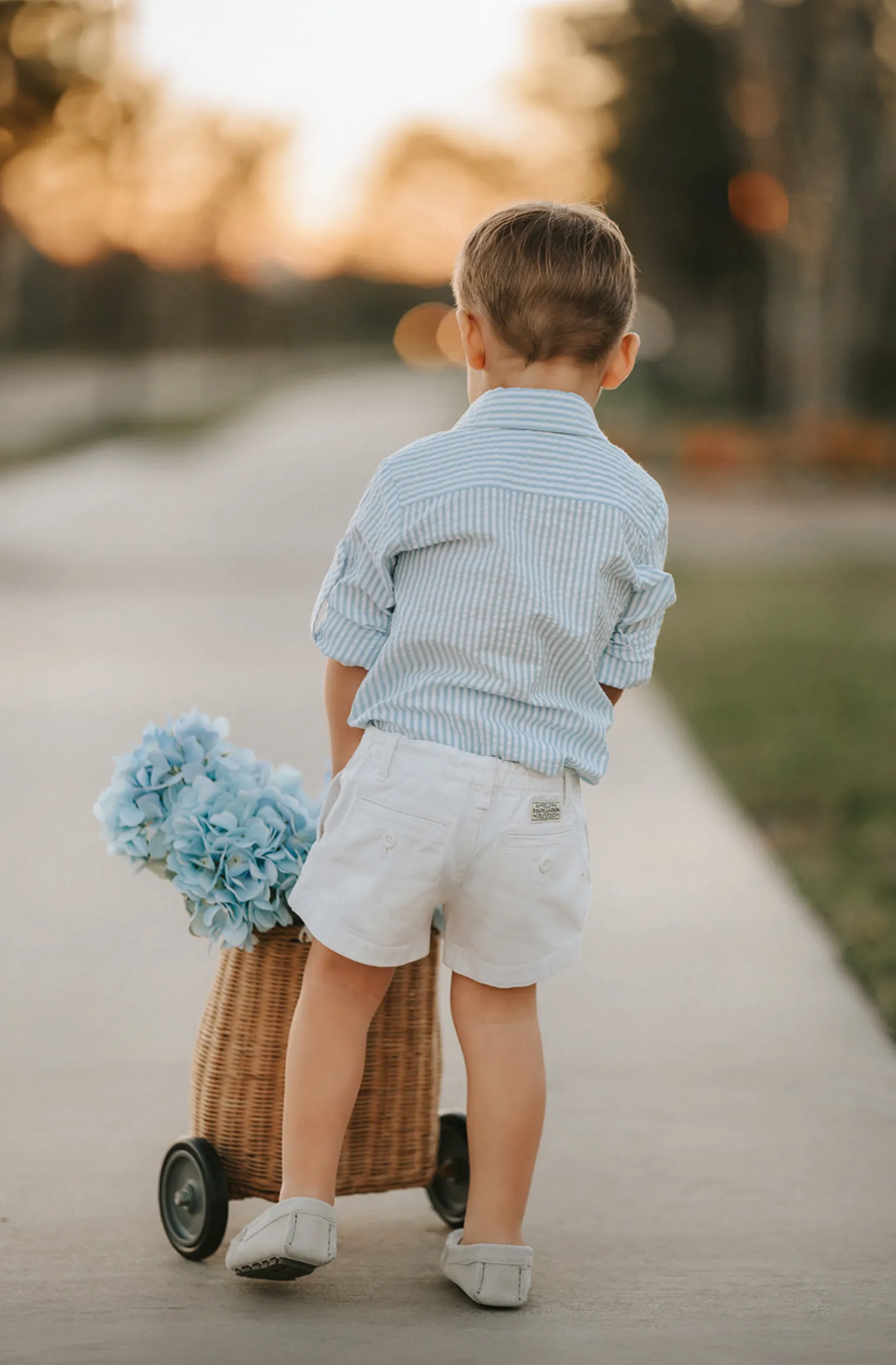 Blue and White Striped Seersucker Shirt