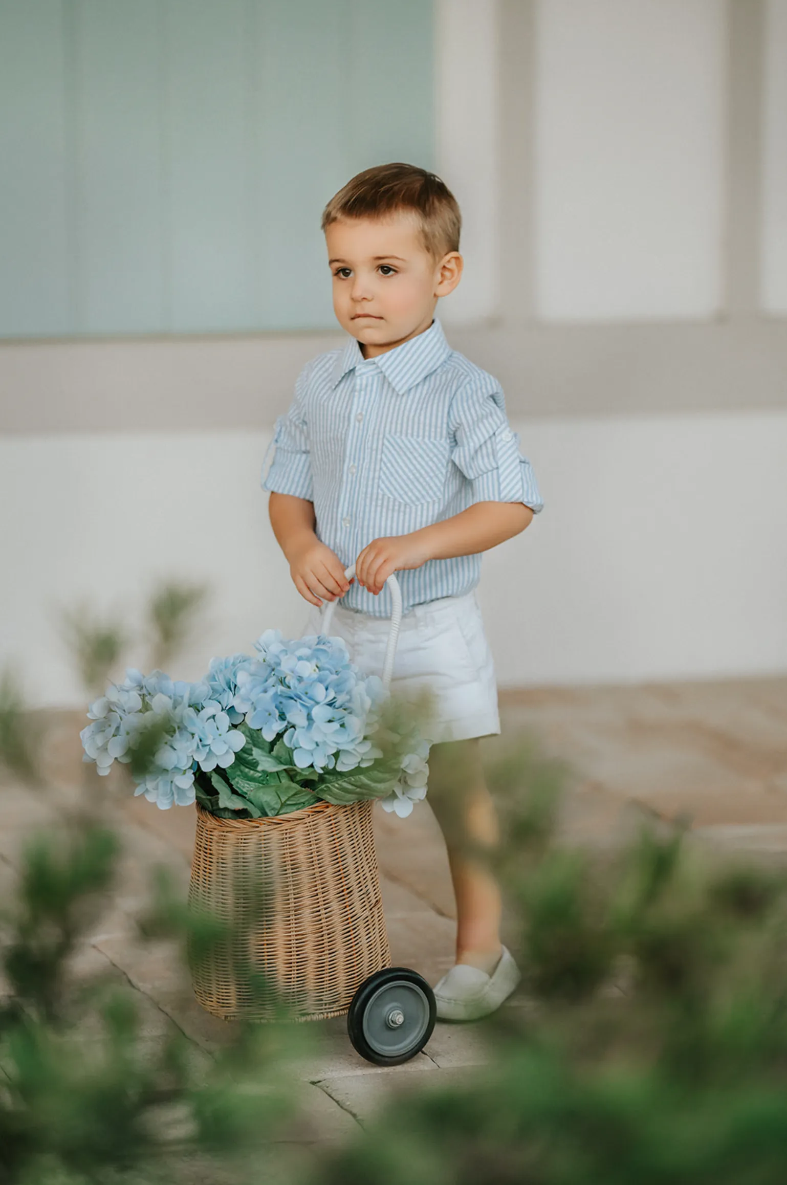 Blue and White Striped Seersucker Shirt