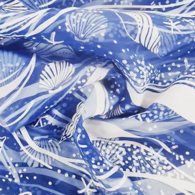 Blue Sea Print Organza Fabric