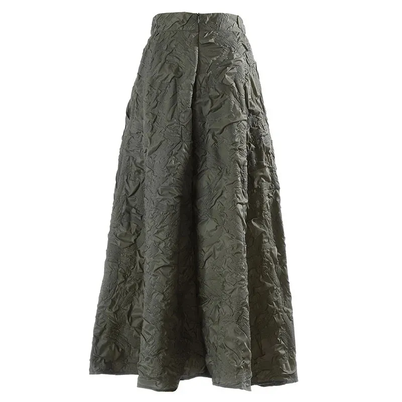 Casual Patchwork Midi Skirt For Women High Waist Sashes Plus Size Skirts Female Fashion Clothing Style