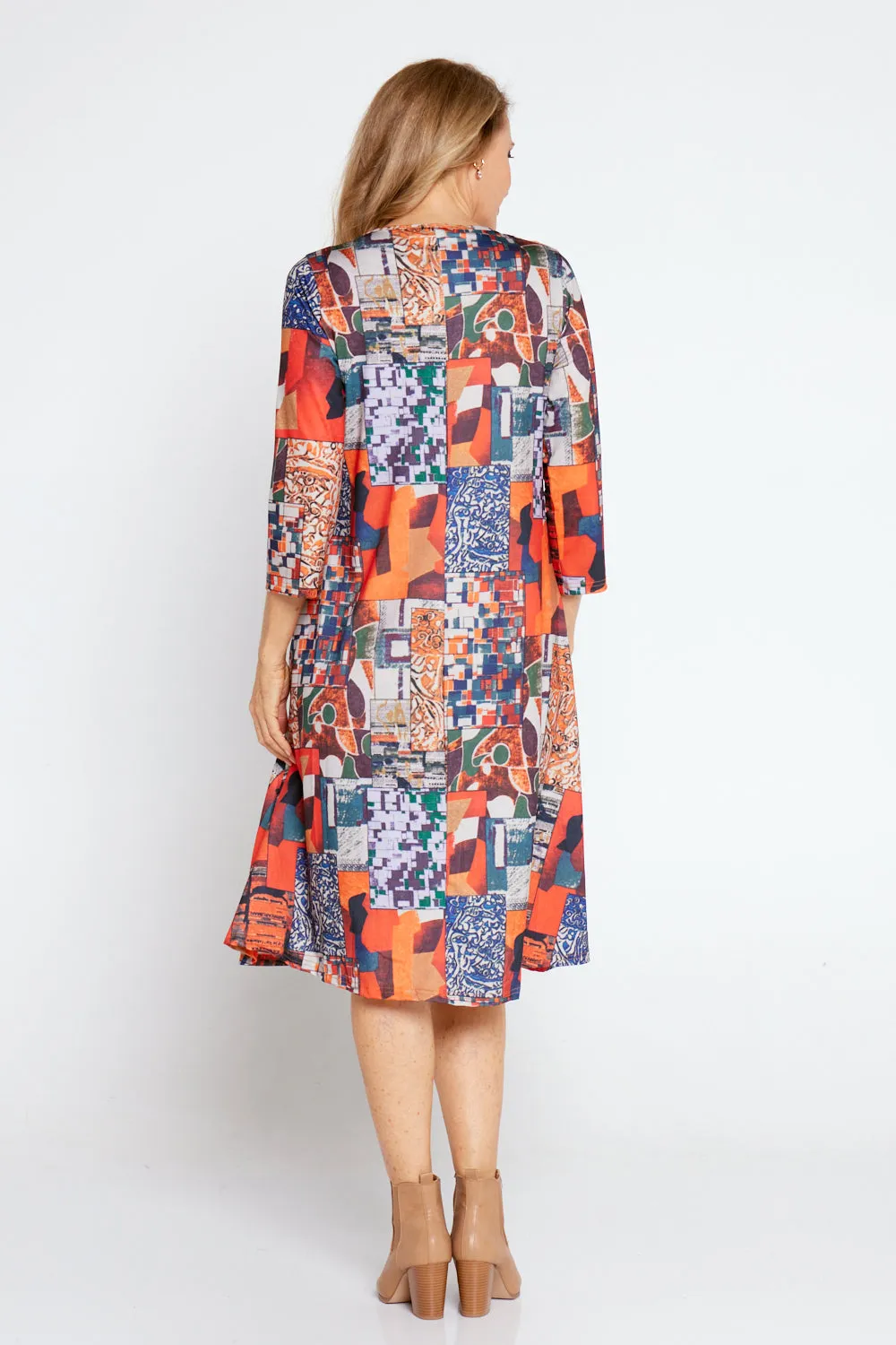 Christobel Sleeved Dress - Retro Patchwork