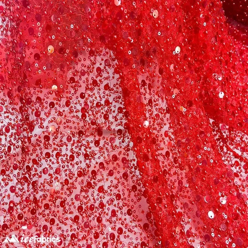 Classic All Over Beaded Sequin Bridal Fabric / Handmade