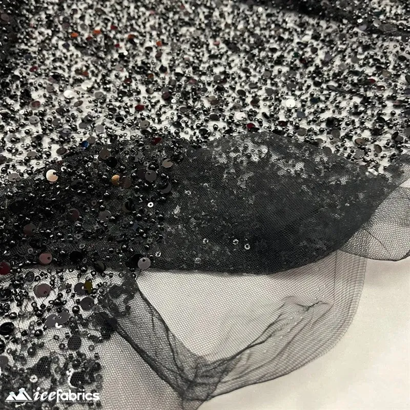 Classic All Over Beaded Sequin Bridal Fabric / Handmade