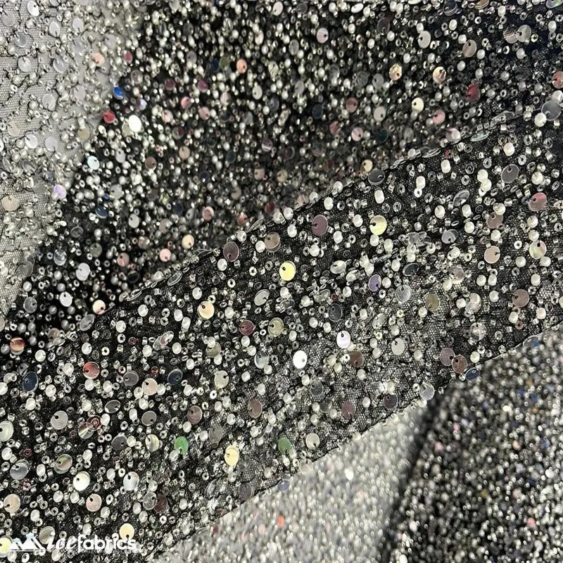 Classic All Over Beaded Sequin Bridal Fabric / Handmade