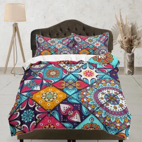 Colorful lantern patchwork quilt printed duvet cover set aesthetic room decor bedding set full, king, queen size, boho bedspread shabby chic