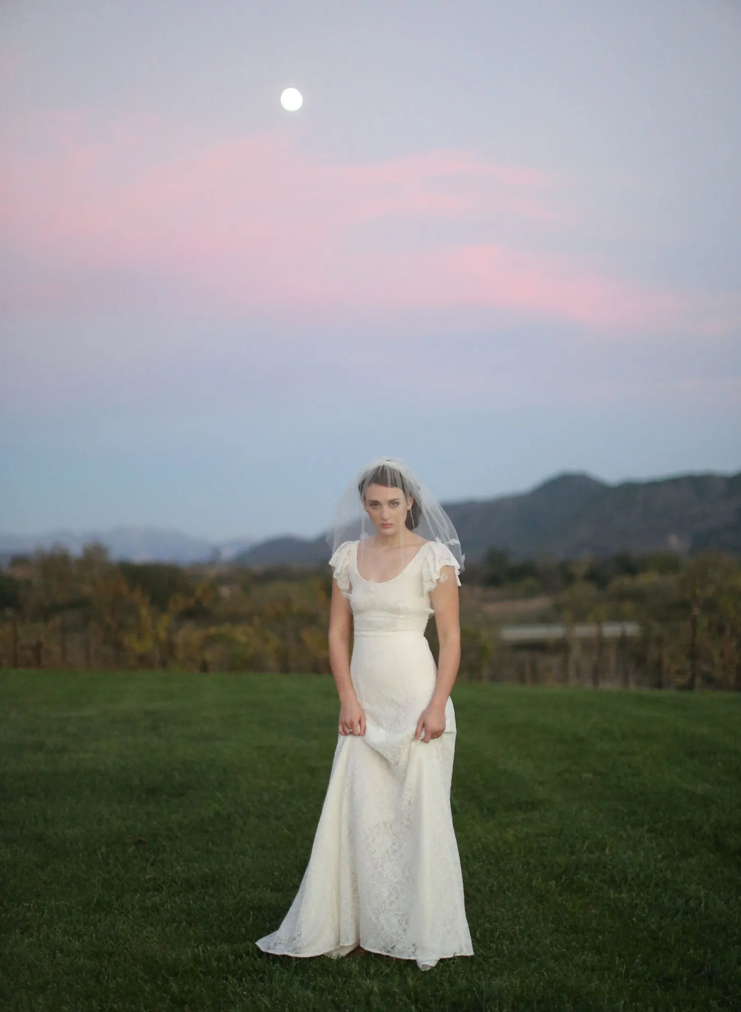 Double layer silk flower, silk tulle veil - Style #532