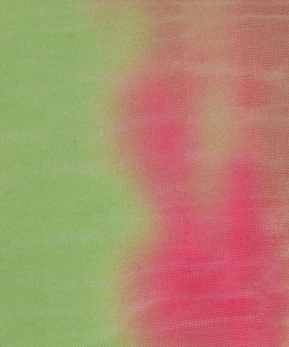 Green Colour Shibori Pattern Organza Fabric