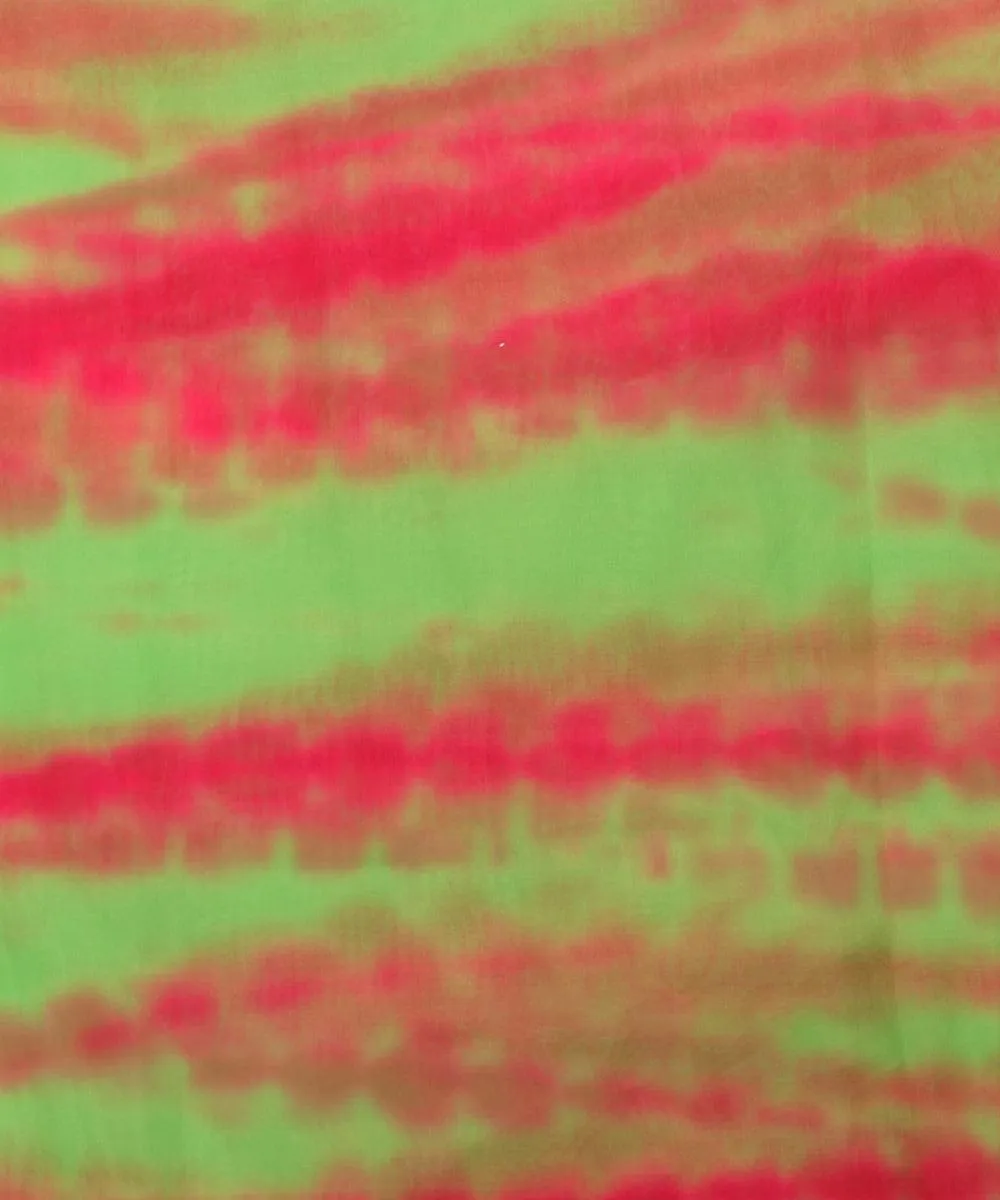 Green Colour Shibori Pattern Organza Fabric