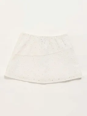 HOP Kids White Embroidered Skirt
