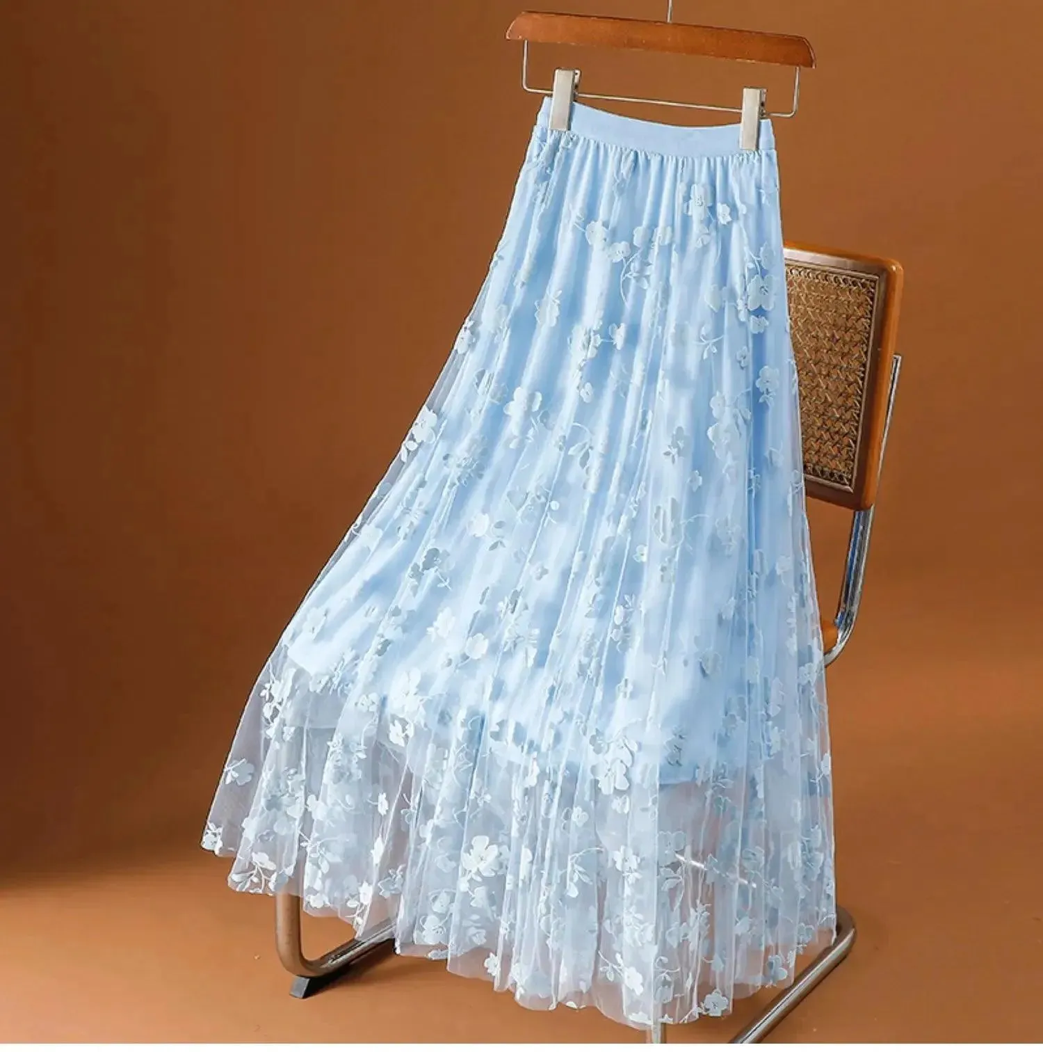 Mesh Skirt High Waisted A-Line