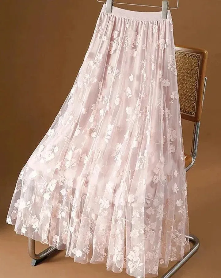 Mesh Skirt High Waisted A-Line