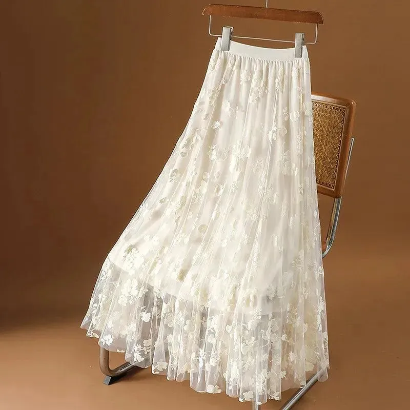 Mesh Skirt High Waisted A-Line