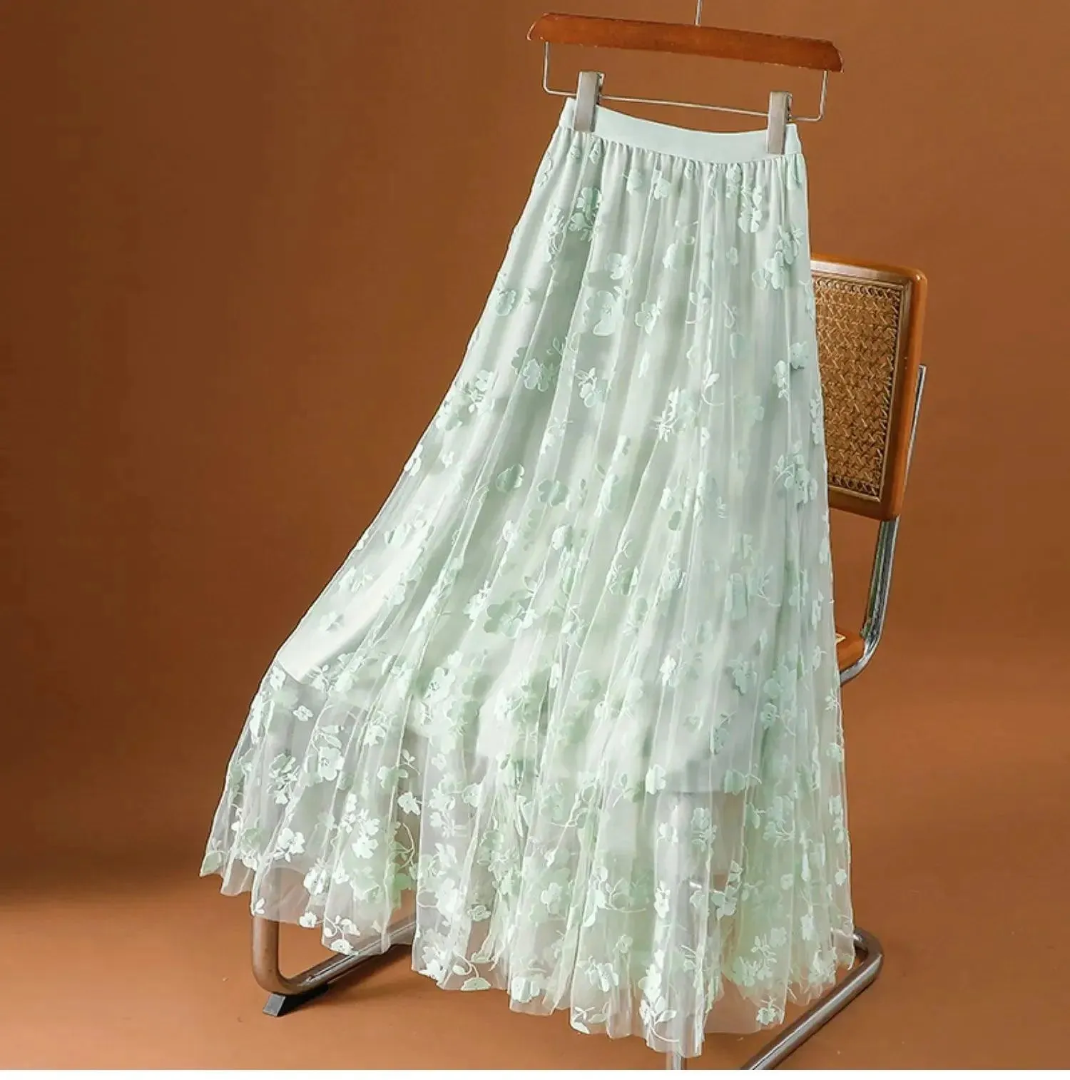 Mesh Skirt High Waisted A-Line