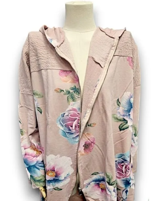 PATCHWORK HOODIE LINEN OMBRE PEONY BABY PINK