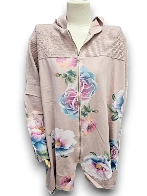 PATCHWORK HOODIE LINEN OMBRE PEONY BABY PINK