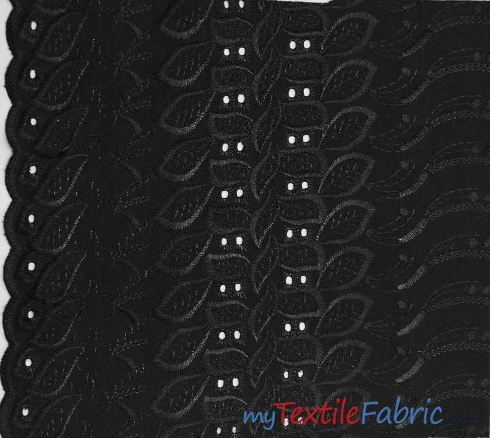 Polyester Cotton Eyelet Embroidery | One Side Scallop | 45" Wide | Multiple Colors |