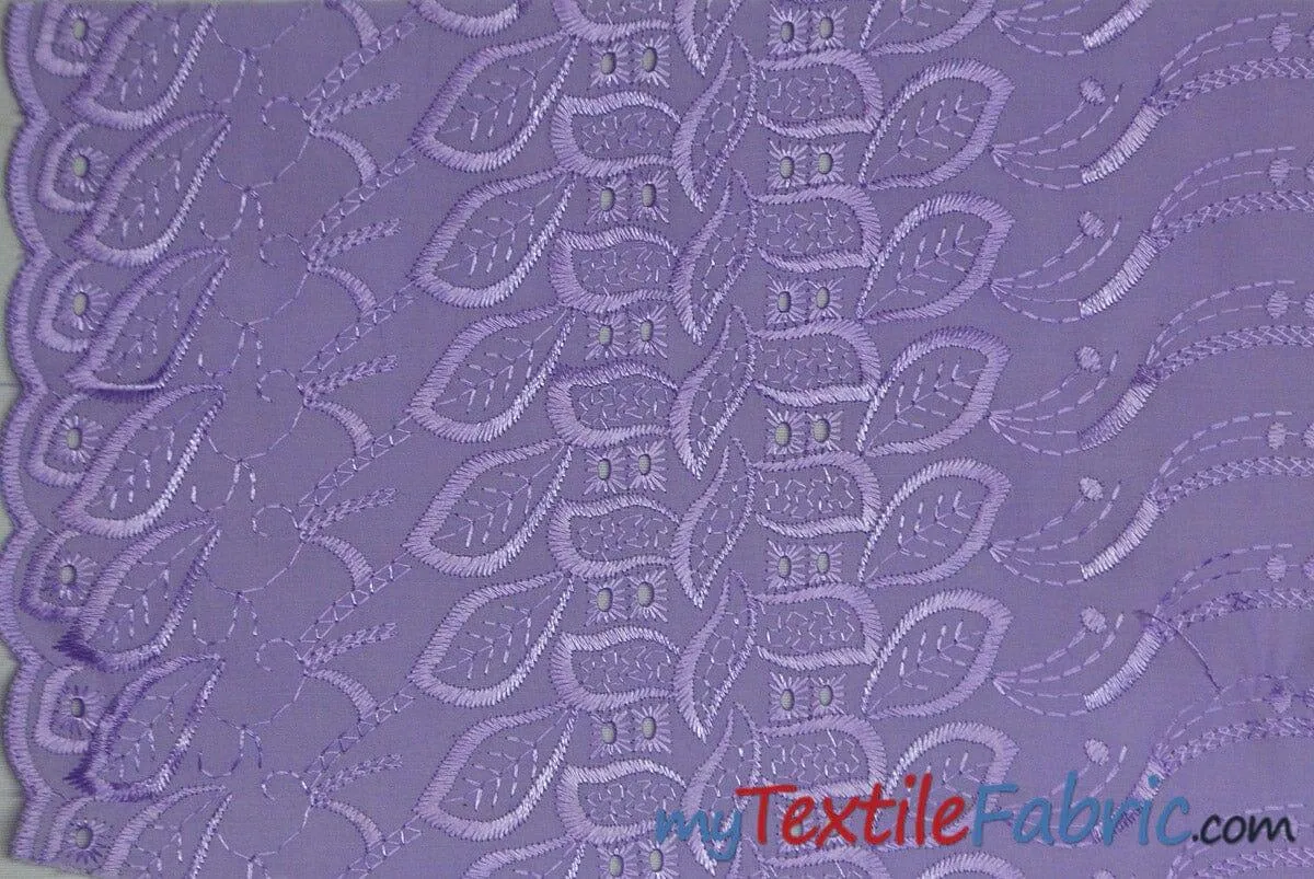 Polyester Cotton Eyelet Embroidery | One Side Scallop | 45" Wide | Multiple Colors |
