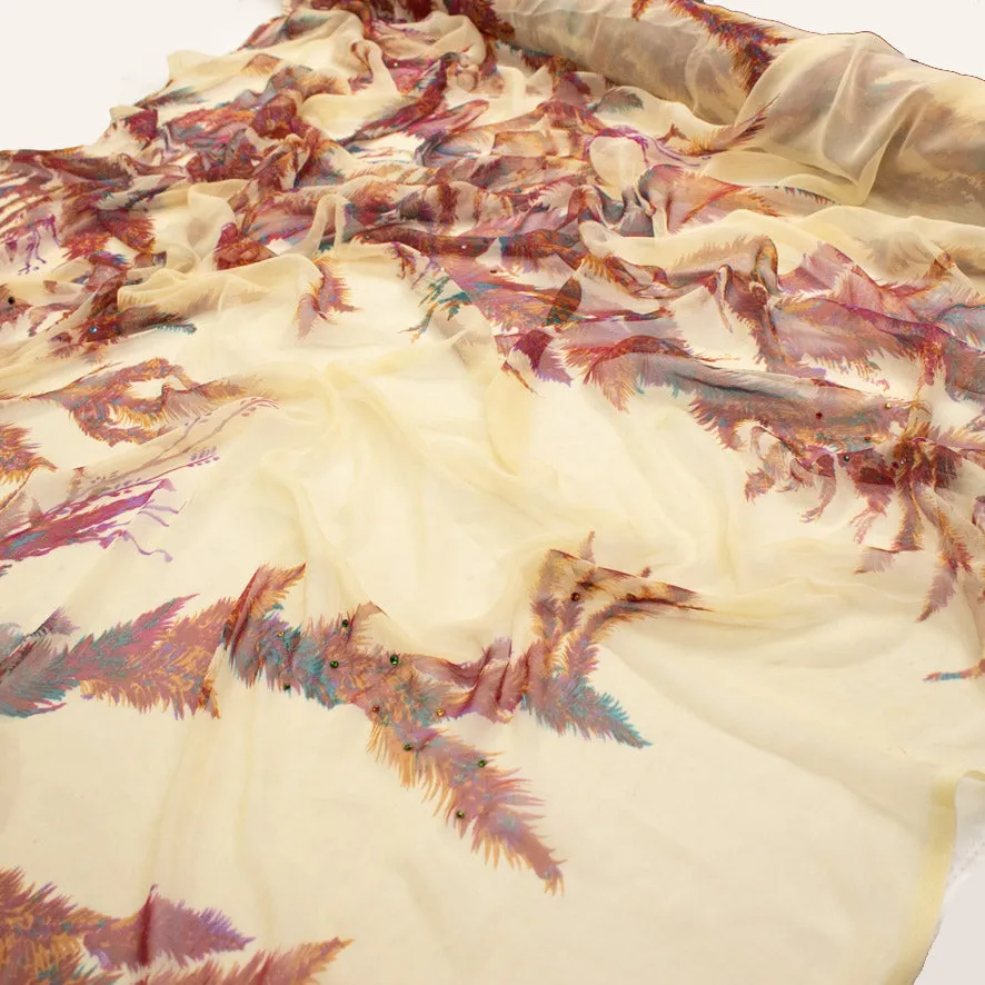 Printed Chiffon Phoenix Tail Feathers with Diamante
