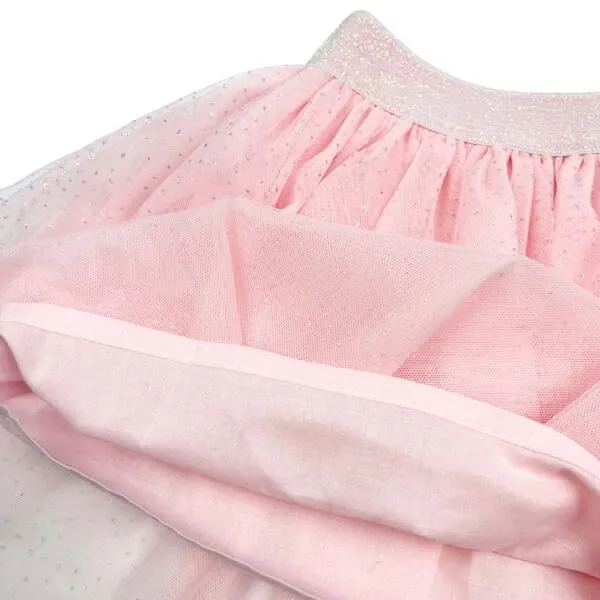 Silver Dots Tutu Skirt - pink