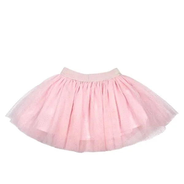 Silver Dots Tutu Skirt - pink